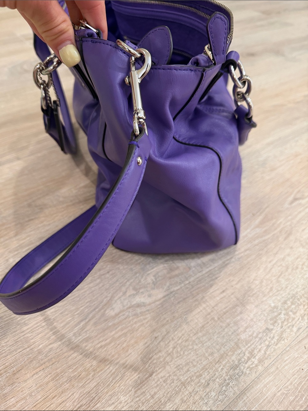 Coach Purple Leather Satchel with Removable Strap - Picture 3 of 6